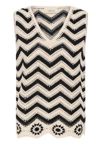 Strickjacke Cream "Strickweste CRJauie", Damen, Gr. XL, schwarz, wei&szlig; zig zag, Obermaterial: 60% Baumwolle CO. 40% Polyacryl PAN., Strickjacken Strickjacke