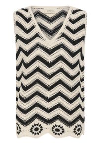 Strickjacke Cream "Strickweste CRJauie", Damen, Gr. S, schwarz, wei&szlig; zig zag, Obermaterial: 60% Baumwolle CO. 40% Polyacryl PAN., Strickjacken Strickjacke