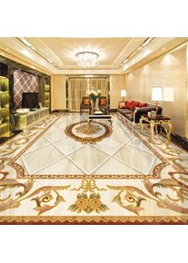 3D Tiles Floor Wallpaper European Style Marble Pattern Mural PVC Self-Adhesive Waterproof Home Decor Wallpaper Luxury 3D Sticker