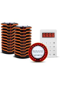 Wireless Restaurant Pager System with Touch Keyboard 433Mhz 1312ft Long Range 20 Rubber Protected Buzzers for Table Call