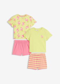 bonprix Set dublu de pijamale scurte din bumbac 100% (set/ 4 piese), verde, 104/110