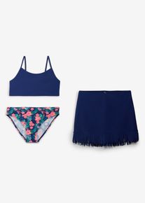 bonprix Costum de baie și fustă (set/3 piese), albastru, 116/122