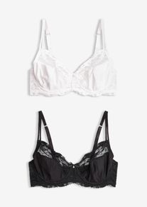 bonprix Femei Sutien cu dantelă fină (set/2 buc.), negru, 75C