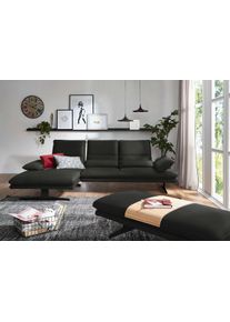 Ecksofa W.Schillig "broadway, Designsofa mit tollem Sitzkomfort", grau (graphit z59), B:291cm H:94cm T:164cm, Longlife Xtra-Leder Z59: Glattleder mit modischer Pr&auml;gung. Hautst&auml;rke 0, 9 - 1, 1 mm, Sofas, Ecksofa, Sitztiefenverstellung, Kopfteil- & Seitenteilverstellung, Breite 291cm