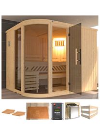 Sauna Weka "Sara 2", beige (natur), Saunaofen, externe Steuerung, 9 kW, Saunen, Sauna, 9 kW Ofen mit ext. Steuerung