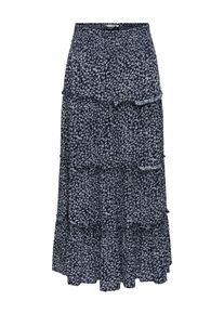 Maxirock Only "ONLFERNANDA LIFE LAYRED LONG SKIRT NOOS", Damen, Gr. L (40), schwarz-wei&szlig; (night sky aop:fernanda flower), Web, Obermaterial: 100% Viskose, bedruckt, lang, R&ouml;cke Maxirock, Viskose, gesmoktes B&uuml;ndchen
