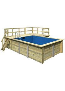 Rechteckpool Karibu "Holzpool Roma B", braun, B:353cm H:124cm L:400cm &Oslash;:564cm, Schwimmbecken, Rechteckpool, BxLxH: 353x400x124 cm, kesseldruckimpr&auml;gniert mit 2 Sonnenterassen