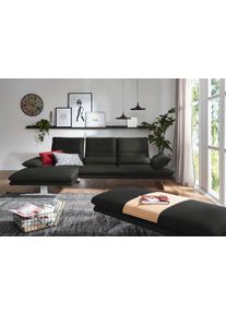 Ecksofa W.Schillig "broadway, Designsofa mit tollem Sitzkomfort, L-Form", grau (graphit z59), B:291cm H:94cm T:164cm, Longlife Xtra-Leder Z59: Glattleder mit modischer Pr&auml;gung. Hautst&auml;rke 0, 9 - 1, 1 mm, Sofas, Ecksofa, Sitztiefenverstellung, Kopfteil- & Seitenteilverstellung, Breite 291cm