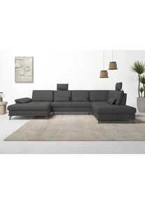 Wohnlandschaft OTTO HOME "Costello U-Form, B: 363 cm mit Sitztiefen-, Armteilverstellung &", braun (mokka), B:363cm H:89cm T:223cm, Luxus-Microfaser (90% Polyester, 10% Polyamid);Samtoptik (100% Polyester), Sofas, Wohnlandschaft, 3 Nierenkissen, optional Bettfunktion & Bettkasten