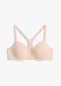 Vorderverschluss-Schalen BH mit B&uuml;gel mit Baumwolle, beige, Gr&ouml;&szlig;e 90A, mit Baumwolle, bonprix