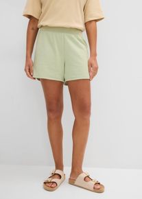 Sweat-Shorts mit abgerundetem Saum, gr&uuml;n, Gr&ouml;&szlig;e 52/54 (XXL), mit Baumwolle, bonprix