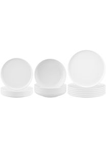 Geschirr-Set Seltmann Weiden "Teller-Set Sento Home 18er Set wei&szlig;", wei&szlig;, 18, Porzellan, Geschirr-Sets, Geschirr-Set, Sp&uuml;lmaschinengeeignet, Mikrowellengeeignet, Ofenfest, Salamandergeeignet, K&uuml;hlschrankgeeignet, Gefrierschrankgeeignet