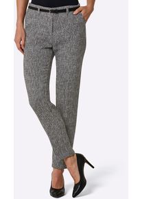 Webhose CREATION L PREMIUM, Damen, Gr. 44, Normalgr&ouml;&szlig;en, grau (anthrazit, ecru, meliert), 70% Polyester, 30% Wolle, G&uuml;rtel:100% Leder, gemustert, meliert, Hosen Webhose