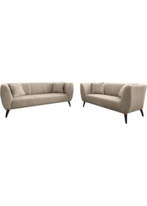 Polstergarnitur Home Affaire "Lazio modern und bequem, schmale Armlehnen, tolle Detailverarbeitung", beige (beige, beige), H:83cm T:88cm, 100% Polyester, Sitzm&ouml;bel-Sets, Polstergarnitur, auch als Loveseat erh&auml;ltlich