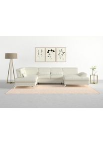 Sit & More Wohnlandschaft SIT & MORE "Cabrio U-Form, B: 359 cm, mit Sitztiefen-, Arm- & Kopfteilverstellung", wei&szlig; (altwei&szlig;), B:359cm H:87cm T:230cm, Sofas, Wohnlandschaft, 3 Nierenkissen, Federkern, optional Bettfunktion und Stauraum