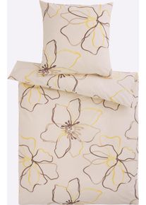 Bettw&auml;sche HEINE HOME Gr. 5, beige (champagner, beige, bedruckt), B/L: 135cm x 200cm, Renforc&eacute;, B/L: 40cm x 80cm, 2, Renforc&eacute;, 100% Baumwolle, Bettw&auml;sche, Bettw&auml;sche