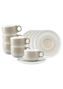Tasse Seltmann Weiden "Kaffeetassen mit Untertassen Sento Home 210 ml 6er Set", beige (aura cream), B:16,2cm H:8,2cm &Oslash;:16,2cm, Porzellan, Trinkgef&auml;&szlig;e, Tasse, Sp&uuml;lmaschinengeeignet, Mikrowellengeeignet, Ofenfest, Salamandergeeignet, K&uuml;hlschrankgeeignet, Gefrierschrankgeeignet