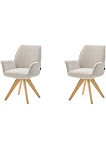 Esszimmerstuhl Musterring "Tiama", beige (wildeiche, champagne), B:63cm H:91cm T:65cm, Massivholz, St&uuml;hle, Esszimmerstuhl, Stativgestell Eiche massiv, 180 drehbar, Stoff Cord oder Boucl&eacute;