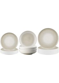 Geschirr-Set Seltmann Weiden "Teller-Set Sento Home 18er Set", aura cream, 18, Porzellan, Geschirr-Sets, Geschirr-Set, Sp&uuml;lmaschinengeeignet, Mikrowellengeeignet, Ofenfest, Salamandergeeignet, K&uuml;hlschrankgeeignet, Gefrierschrankgeeignet