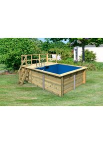 Rechteckpool Karibu "Milano A BxLxH: 462x353x124cm", braun, B:462cm H:124cm L:353cm, Schwimmbecken, Rechteckpool, 44 mm starke kesseldruckimpr&auml;gnierte Holzbohlen aus Fichtenholz