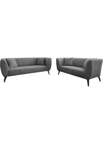 Polstergarnitur Home Affaire "Lazio modern und bequem, schmale Armlehnen, tolle Detailverarbeitung", grau (anthrazit, anthrazit), H:83cm T:88cm, 100% Polyester, Sitzm&ouml;bel-Sets, Polstergarnitur, auch als Loveseat erh&auml;ltlich
