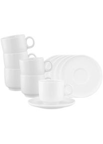 Tasse Seltmann Weiden "Cappuccinotassen mit Untertassen Sento Home 300 ml 6er Set wei&szlig;", wei&szlig;, B:16,2cm H:10cm &Oslash;:16,2cm, Porzellan, Trinkgef&auml;&szlig;e, Tasse, Sp&uuml;lmaschinengeeignet, Mikrowellengeeignet, Ofenfest, Salamandergeeignet, K&uuml;hlschrankgeeignet, Gefrierschrankgeeignet