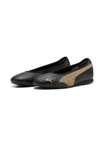 Sneaker Puma "CATCH SOLEIL BALLERINA TOPCAT", Damen, Gr. 42, Puma schwarz, toasted almond, Puma gold, Synthetik, Schuhe Sneaker, mit Leo-Print, mit Schn&uuml;rung, mit profilierter Gummi-Laufsohle
