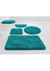 Badematte Grund "Melos, Badvorleger, Badezimmer Teppich, sehr weich" Gr. 7, blau (petrol), H:27mm, Kunstfaser, Badematten, Badematte, melierte Optik, sehr weicher Flor, Melange-Effekt, Made in Europe