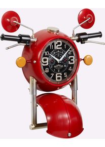 Wanduhr, rot, Wanduhren, B/H/T: 48,5cm x 53,5cm x 13cm, Wanduhr, B:48,5cm H:53,5cm T:13cm