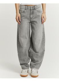 High-waist-Jeans Tally Weijl "SPADEJOELLE", Damen, Gr. 42, N-Gr, grau wash, Denim/Jeans, Obermaterial: 83% Baumwolle, 17% Lyocell, Ballonform lang, Jeans High-waist-Jeans, Baumwollmischung, barrel fit
