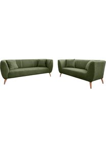 Polstergarnitur Home Affaire "Lazio modern und bequem, schmale Armlehnen, tolle Detailverarbeitung", gr&uuml;n (moosgr&uuml;n, moosgr&uuml;n), H:83cm T:88cm, 100% Polyester, Sitzm&ouml;bel-Sets, Polstergarnitur, auch als Loveseat erh&auml;ltlich