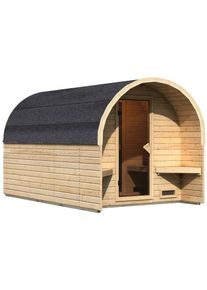 Fasssauna Karibu "Fasshaus 3", beige (naturbelassen), ohne Ofen, (ohne Ofen), Saunen, Fasssauna, ohne Ofen