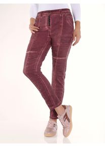 R&ouml;hrenhose Heine, Damen, Gr. 50, Normalgr&ouml;&szlig;en, rosa (bordeaux), 98% Baumwolle, 2% Elasthan, unifarben, Hosen R&ouml;hrenhose