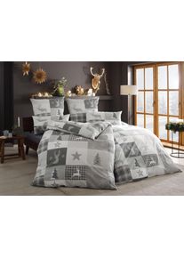 Bettw&auml;sche OTTO HOME "Nicholas", grau, B/L: 135cm x 200cm, 1 Stk., 1 Stk., Linon, B/L: 80cm x 40cm, 2 Stk., Linon, Obermaterial: 100% Baumwolle, Bettw&auml;sche, Bettw&auml;sche, Weihnachtsbettw&auml;sche, Winter, in 3 Qualit&auml;ten verf&uuml;gbar