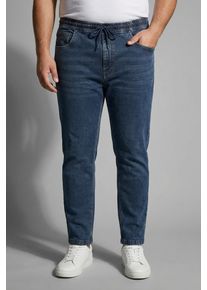 Schlupfjeans MAN'S WORLD PLUS "Gro&szlig;e Gr&ouml;&szlig;en", Herren, Gr. XL, N-Gr, blau (dunkelblau washed), Denim/Jeans, Obermaterial: 98% Baumwolle, 2% Elasthan, unifarben, regular fit lang, Jeans Schlupfjeans, gerade geschnittenes Bein, Regular-Fit, mit Kordelzug