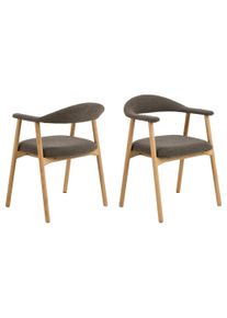 Esszimmerstuhl ACTONA GROUP "Addi, Stuhl, 2er-Set, gepolstert, Moderner Stil, Gestell aus Eiche", , eiche, eiche, taupe, B:56cm H:75,5cm T:54cm, 96% Polyester, 4% Acryl, St&uuml;hle, Esszimmerstuhl, Mit Armlehnen, ge&ouml;lte Oberfl&auml;che, einfache Selbstmontage, Monza-Stoff