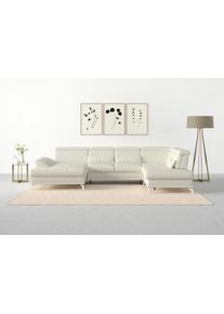 Sit & More Wohnlandschaft SIT & MORE "Cabrio U-Form, B: 359 cm, mit Sitztiefen-, Arm- & Kopfteilverstellung", wei&szlig; (altwei&szlig;), B:359cm H:87cm T:230cm, Sofas, Wohnlandschaft, 3 Nierenkissen, Federkern, optional Bettfunktion und Stauraum