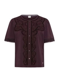 Klassische Bluse Brax "Style CELINA S", Damen, Gr. 48, dunkellila, 100% Baumwolle, Rundhals, Blusen Klassische Bluse