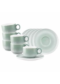 Tasse Seltmann Weiden "Kaffeetassen mit Untertassen Sento Home 210 ml 6er Set", gr&uuml;n (aura mint), B:16,2cm H:8,2cm &Oslash;:16,2cm, Porzellan, Trinkgef&auml;&szlig;e, Tasse, Sp&uuml;lmaschinengeeignet, Mikrowellengeeignet, Ofenfest, Salamandergeeignet, K&uuml;hlschrankgeeignet, Gefrierschrankgeeignet