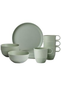 Geschirr-Set Mepal "Fr&uuml;hst&uuml;cks-Set Silueta 12er Set", gr&uuml;n (nordic sage), 12, Kunststoff, Geschirr-Sets, Geschirr-Set, Sp&uuml;lmaschinengeeignet, Mikrowellengeeignet, Gefrierfachgeeignet, Dampfgarergeeignet, max. 150 &iquest;C