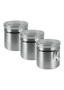 Vorratsdose Metaltex, silber (silberfarben), H:12cm &Oslash;:11,8cm, Edelstahl, Lebensmittelaufbewahrungsbeh&auml;lter, Vorratsdose, Inox-Verschluss