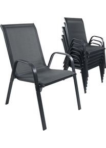 Gartenstuhl Vcm "6-tlg. Gartenstuhl Stapelstuhl Textilene Sonlas", schwarz (anthrazit), B:56cm T:73cm, Obermaterial: 80% Textilmaterial TEXMAT. 20% Metall MT., St&uuml;hle, Gartenstuhl