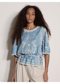 Klassische Bluse Apricot "Bluse", Damen, Gr. L (40), blau, gewebt, Obermaterial: 70% Viskose CV. 30% Polyester PES., Modern, Blusen Klassische Bluse, Stickerei