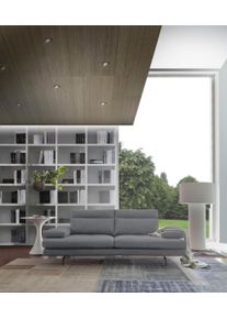 3,5-Sitzer Calia italia "Toby Wing, 228 cm breit, italienisches Designsofa, Megasofa", grau (grigio quebec), B:228cm H:90cm T:113cm, Synthetische Faser (100% Polyester), Sofas, 3 5-Sitzer, inkl. Sitztiefenverstellung und Armteilfunktion, F&uuml;&szlig;e in Schwarz matt