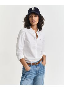 Langarmbluse Gant "New Slim Stretch Oxford Blouse", Damen, Gr. 38, wei&szlig;, Obermaterial: 97% Baumwolle, 3% Elasthan, unifarben, slim fit h&uuml;ftlang, hoch geschlossener Ausschnitt, Manschette mit Kn&ouml;pfen, Blusen Langarmbluse, f&uuml;r bequemen Sitz u. Bewegungsfreiheit, New Slim Stretch, b&uuml;gelfrei