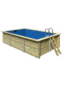 Rechteckpool Karibu "Malta BxLxH: 353x530x124 cm", braun, B:353cm H:124cm L:530cm &Oslash;:636,5cm, Schwimmbecken, Rechteckpool, 44 mm starke kesseldruckimpr&auml;gnierte Holzbohlen aus Fichtenholz