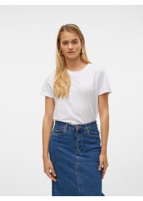 V&eacute;ro Moda Kurzarmshirt VERO MODA "VMPAULA S/S T-SHIRT NOOS", Damen, Gr. M, wei&szlig; (hellwei&szlig;), Jersey, Obermaterial: 100% Baumwolle, unifarben, regular fit normal, Rundhals, Aufschlag, Shirts Kurzarmshirt, Baumwolle, regular fit