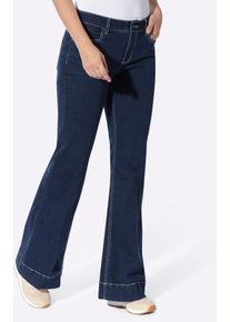 Bequeme Jeans Heine, Damen, Gr. 50, Normalgr&ouml;&szlig;en, blau (dunkelblau), 98% Baumwolle, 2% Elasthan, unifarben, lang, Jeans Bequeme Jeans