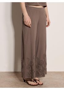 Marlene-Hose Apricot "Hose", Damen, Gr. M (38), N-Gr, beige (stein), gewebt, Obermaterial: 100% Baumwolle CO., Modern, Hosen Marlene-Hose, Stickerei