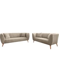 Polstergarnitur Home Affaire "Lazio modern und bequem, schmale Armlehnen, tolle Detailverarbeitung", beige (beige, beige), H:83cm T:88cm, 100% Polyester, Sitzm&ouml;bel-Sets, Polstergarnitur, auch als Loveseat erh&auml;ltlich